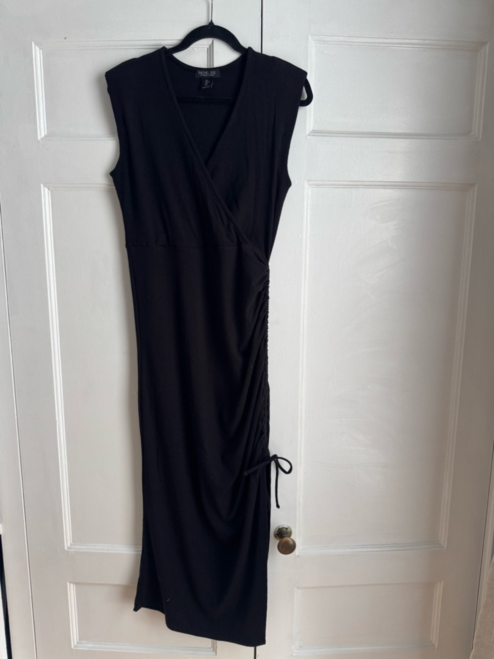 Rachel Zoe Sleeveless Black Wrap Midi Dress